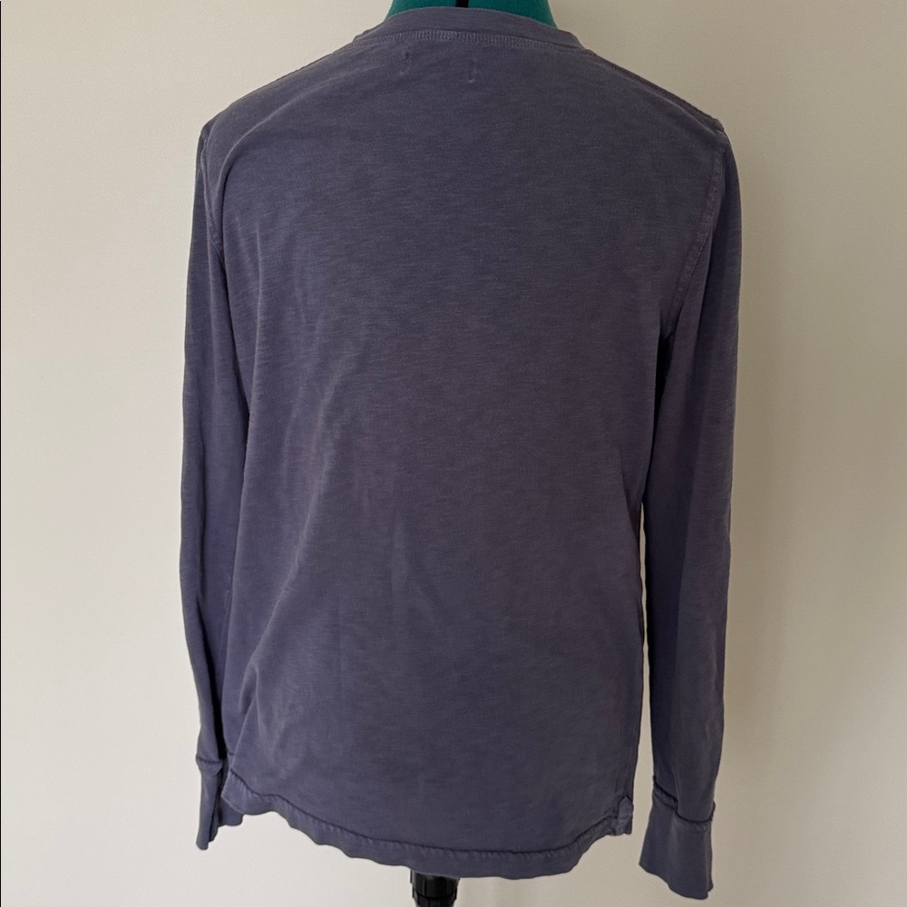 American Giant | Women's Long Sleeve Henley in Grayish Blue | Size L - Picture 4 of 6